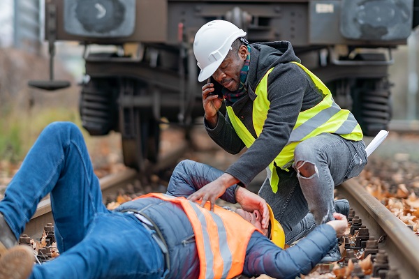 Railroad engineer injured in an accident at work on the railway