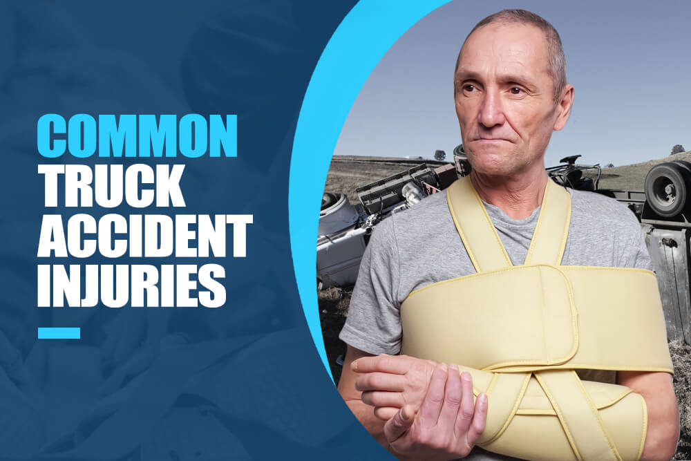 Man with Cast on Arm - Common Truck Accident Injuries Graphic