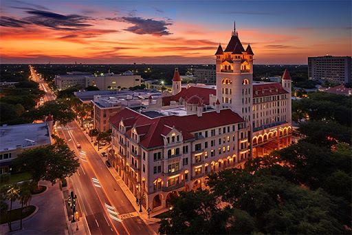 St Augustine City in Florida aerial shot